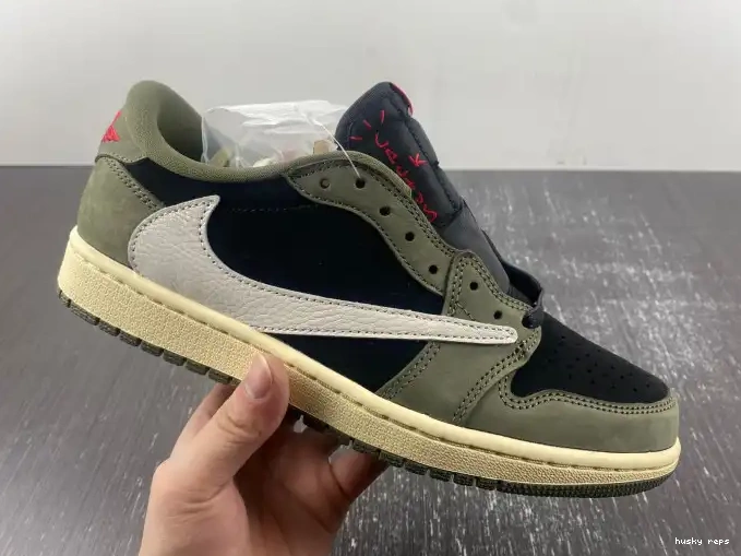 Cheap Husky DM7866-002 'BLACK SP JORDAN 1 SCOTT LOW OG OLIVE' X AIR TRAVIS 0417